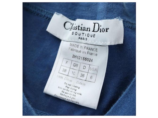 T-shirt Christian Dior in cotone Blue Auth 203044M - vista 15