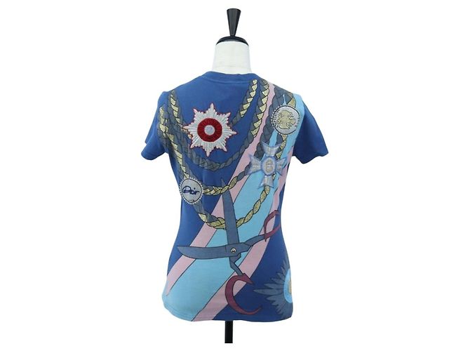 T-shirt Christian Dior in cotone Blue Auth 203044M - vista 2