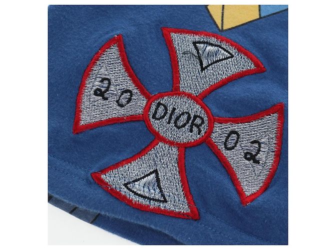 T-shirt Christian Dior in cotone Blue Auth 203044M - vista 6
