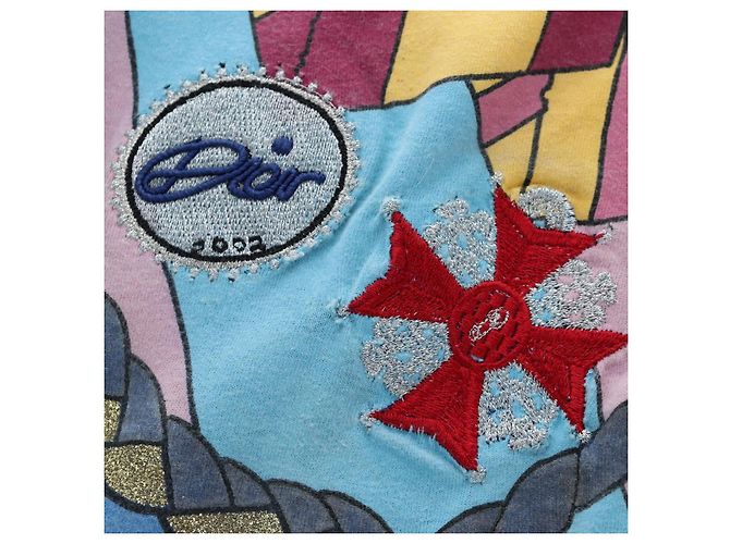 T-shirt Christian Dior in cotone Blue Auth 203044M - vista 8