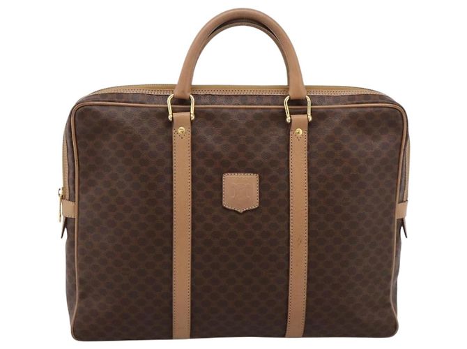 Céline Borsa Business CELINE Macadam PVC Pelle Marrone Tono Oro Auth ti4006 - vista 13