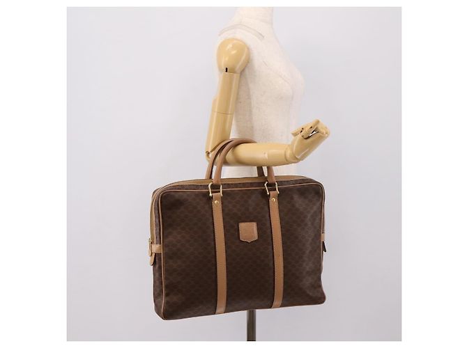 Céline Borsa Business CELINE Macadam PVC Pelle Marrone Tono Oro Auth ti4006 - vista 22