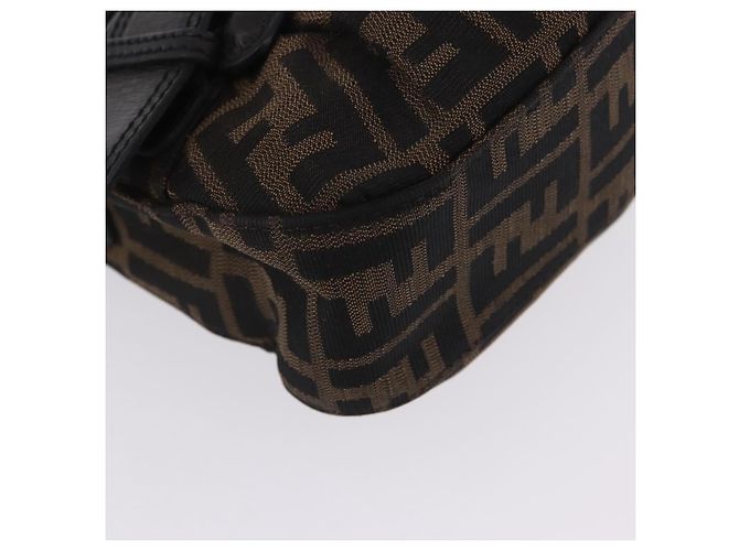 Borsa a tracolla FENDI Zucca Canvas con catena Nero Marrone Auth 201338V - vista 14