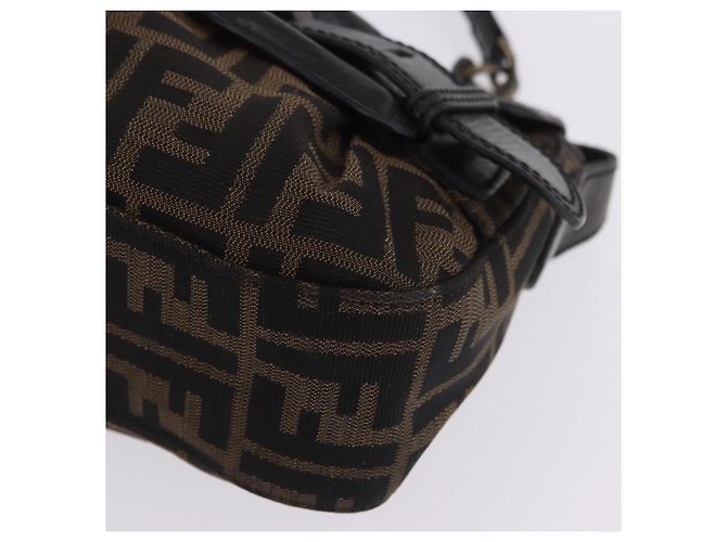 Borsa a tracolla FENDI Zucca Canvas con catena Nero Marrone Auth 201338V - vista 15