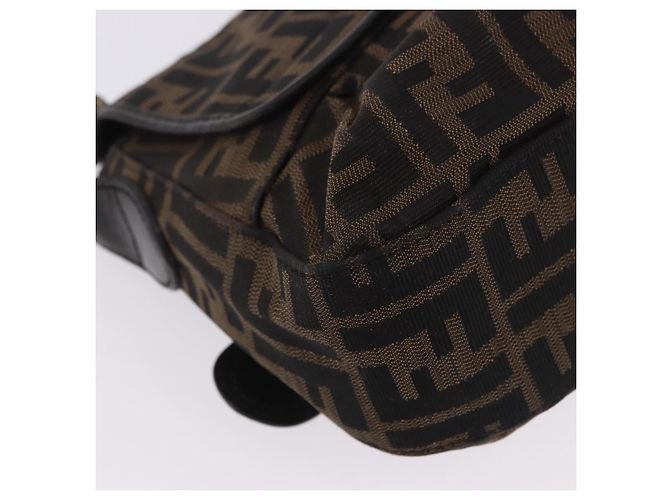 Borsa a tracolla FENDI Zucca Canvas con catena Nero Marrone Auth 201338V - vista 16