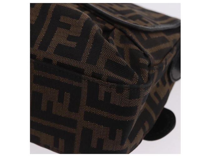 Borsa a tracolla FENDI Zucca Canvas con catena Nero Marrone Auth 201338V - vista 17