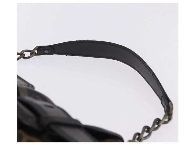 Borsa a tracolla FENDI Zucca Canvas con catena Nero Marrone Auth 201338V - vista 8