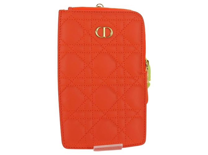 Christian Dior Canage Caro Trio Pouch Lamb Skin Multicolor Gold Auth 200565M Multicolore D'oro - vista 13