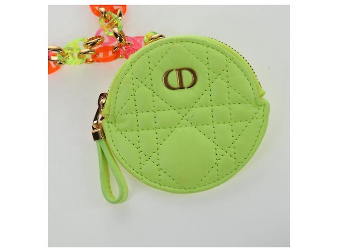 Christian Dior Canage Caro Trio Pouch Lamb Skin Multicolor Gold Auth 200565M Multicolore D'oro - vista 19