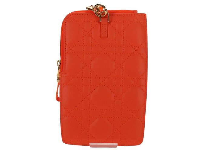 Christian Dior Canage Caro Trio Pouch Lamb Skin Multicolor Gold Auth 200565M Multicolore D'oro - vista 2