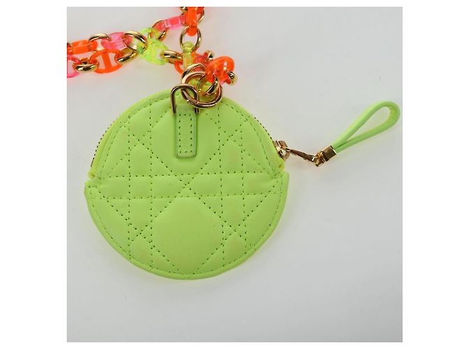 Christian Dior Canage Caro Trio Pouch Lamb Skin Multicolor Gold Auth 200565M Multicolore D'oro - vista 20