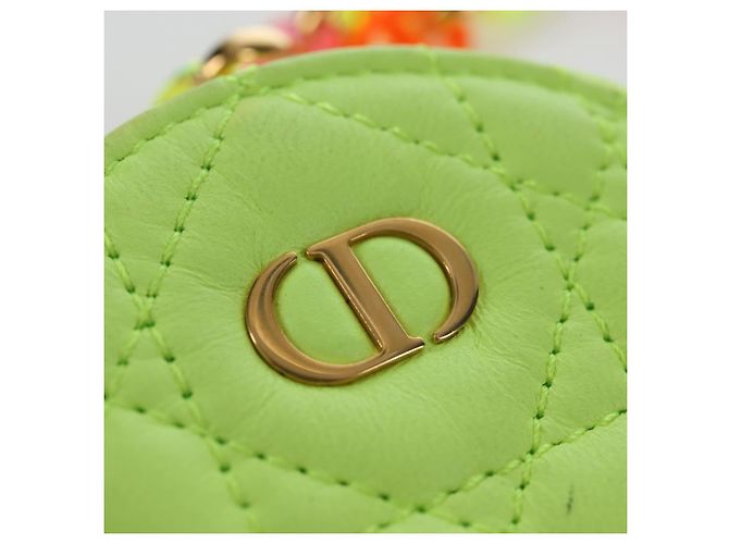 Christian Dior Canage Caro Trio Pouch Lamb Skin Multicolor Gold Auth 200565M Multicolore D'oro - vista 24