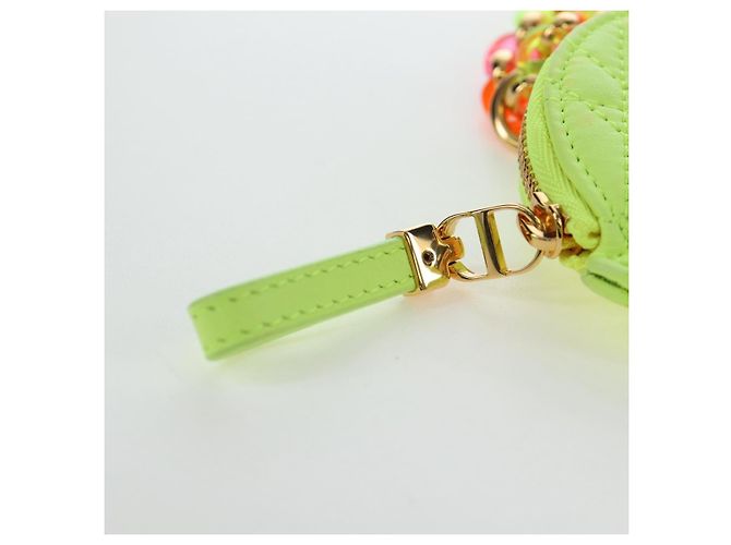 Christian Dior Canage Caro Trio Pouch Lamb Skin Multicolor Gold Auth 200565M Multicolore D'oro - vista 25