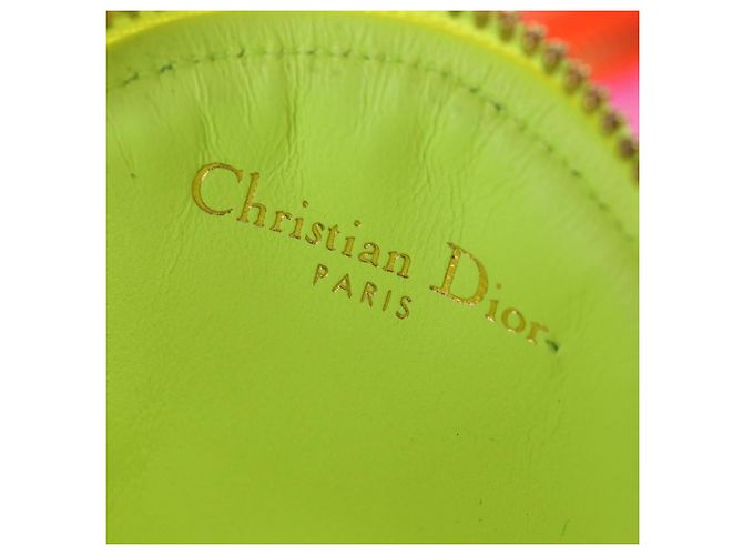 Christian Dior Canage Caro Trio Pouch Lamb Skin Multicolor Gold Auth 200565M Multicolore D'oro - vista 26