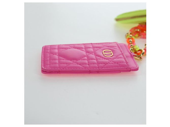 Christian Dior Canage Caro Trio Pouch Lamb Skin Multicolor Gold Auth 200565M Multicolore D'oro - vista 32