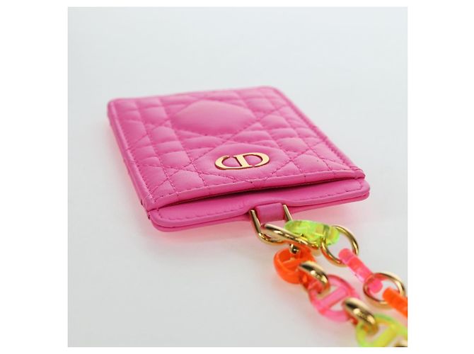 Christian Dior Canage Caro Trio Pouch Lamb Skin Multicolor Gold Auth 200565M Multicolore D'oro - vista 33