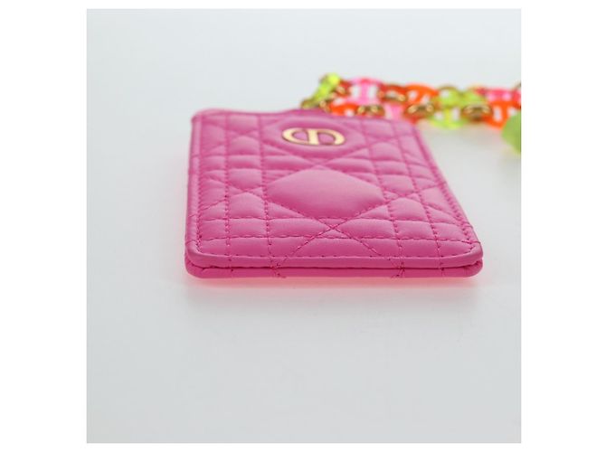 Christian Dior Canage Caro Trio Pouch Lamb Skin Multicolor Gold Auth 200565M Multicolore D'oro - vista 34