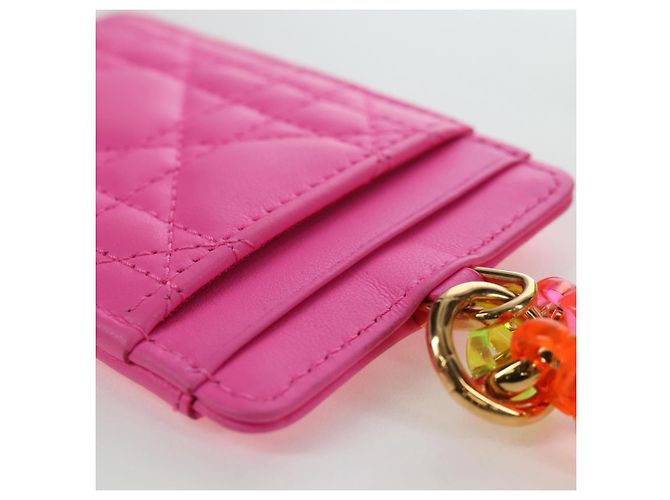 Christian Dior Canage Caro Trio Pouch Lamb Skin Multicolor Gold Auth 200565M Multicolore D'oro - vista 37