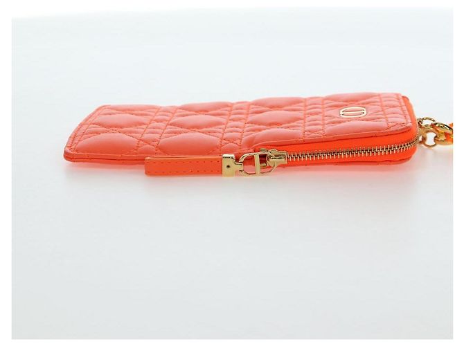Christian Dior Canage Caro Trio Pouch Lamb Skin Multicolor Gold Auth 200565M Multicolore D'oro - vista 4