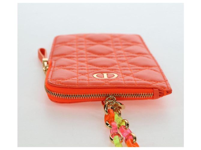 Christian Dior Canage Caro Trio Pouch Lamb Skin Multicolor Gold Auth 200565M Multicolore D'oro - vista 5