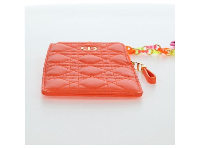 Christian Dior Canage Caro Trio Pouch Lamb Skin Multicolor Gold Auth 200565M Multicolore D'oro - vista 6