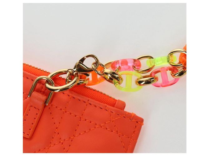 Christian Dior Canage Caro Trio Pouch Lamb Skin Multicolor Gold Auth 200565M Multicolore D'oro - vista 8