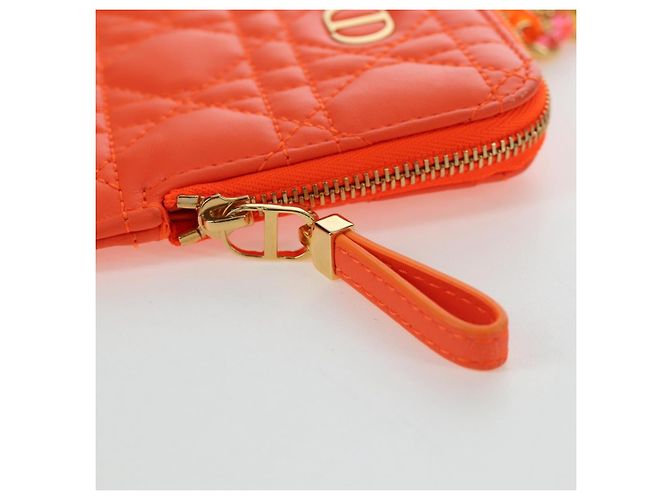 Christian Dior Canage Caro Trio Pouch Lamb Skin Multicolor Gold Auth 200565M Multicolore D'oro - vista 9