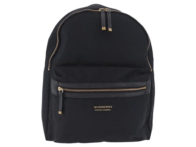 Mochila BURBERRY Nylon Black Gold Tone Auth ti4024 Negro - vista 13
