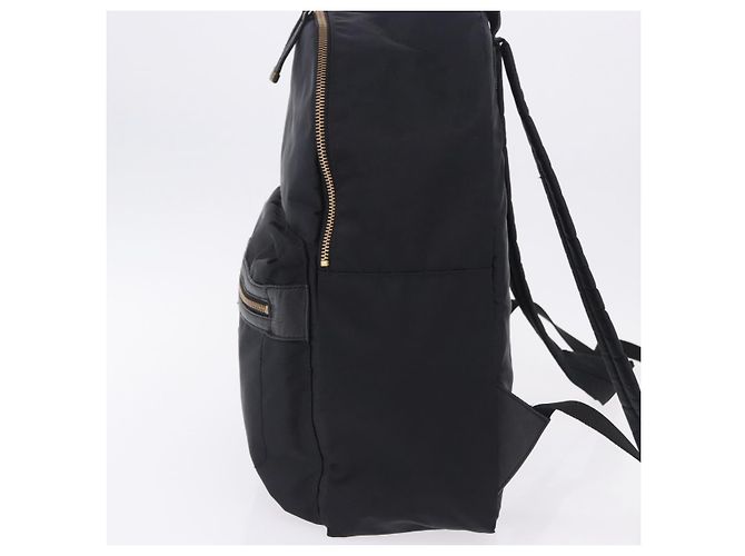 Mochila BURBERRY Nylon Black Gold Tone Auth ti4024 Negro - vista 3