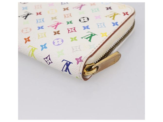 LOUIS VUITTON Monogram Multicolor Zippy Wallet White M60241 LV Auth 200392 Bianco - vista 15