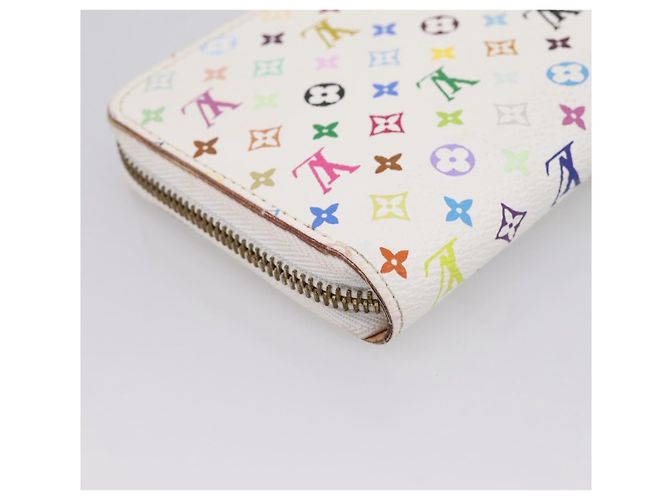 LOUIS VUITTON Monogram Multicolor Zippy Wallet White M60241 LV Auth 200392 Bianco - vista 16