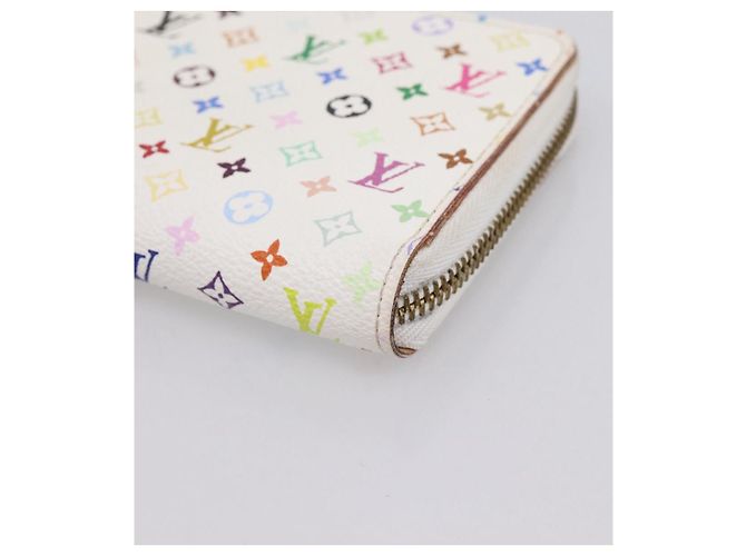 LOUIS VUITTON Monogram Multicolor Zippy Wallet White M60241 LV Auth 200392 Bianco - vista 7