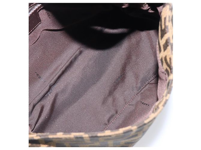 Borsa a Tracolla FENDI Zucca Canvas Mamma Baguette Nero Marrone Auth 200696V - vista 10