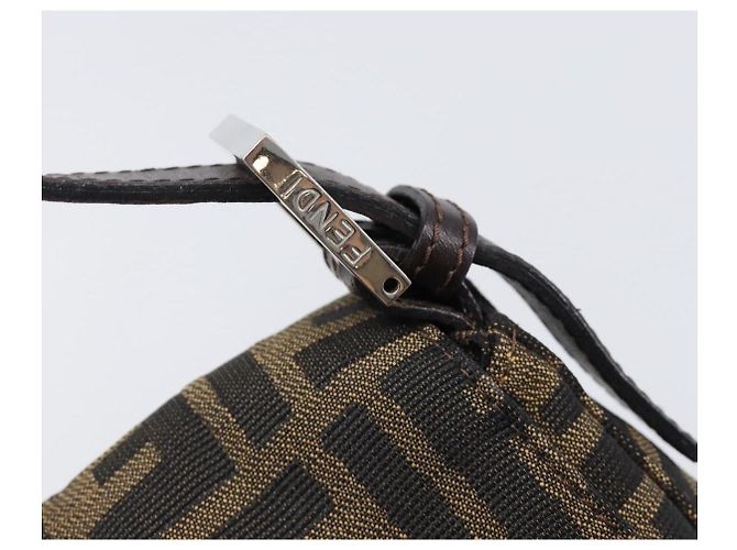Borsa a Tracolla FENDI Zucca Canvas Mamma Baguette Nero Marrone Auth 200696V - vista 18