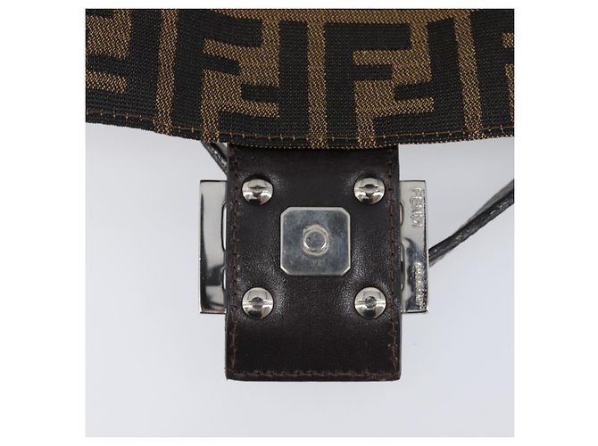 Borsa a Tracolla FENDI Zucca Canvas Mamma Baguette Nero Marrone Auth 200696V - vista 21