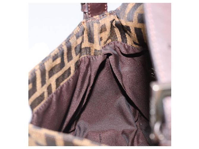 Borsa a Tracolla FENDI Zucca Canvas Mamma Baguette Nero Marrone Auth 200696V - vista 24