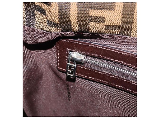 Borsa a Tracolla FENDI Zucca Canvas Mamma Baguette Nero Marrone Auth 200696V - vista 25