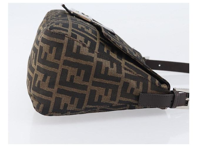 Borsa a Tracolla FENDI Zucca Canvas Mamma Baguette Nero Marrone Auth 200696V - vista 3