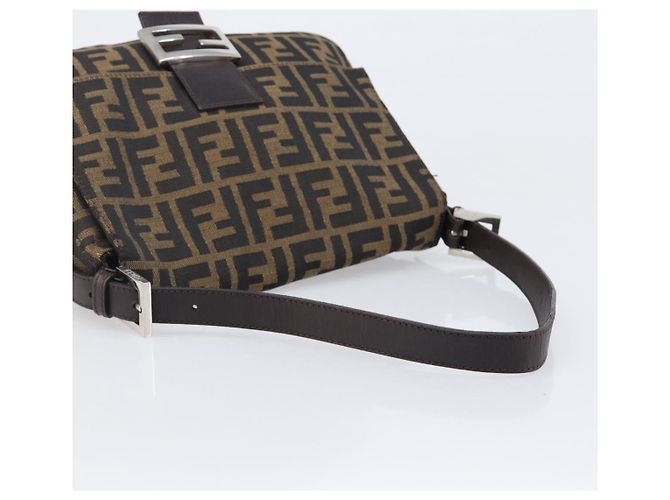 Borsa a Tracolla FENDI Zucca Canvas Mamma Baguette Nero Marrone Auth 200696V - vista 7