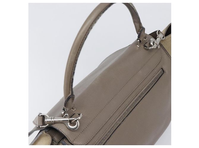 Céline Borsa a mano CELINE Trapeze in pelle scamosciata 2way Beige Silver Auth hk4044 Argento - vista 14