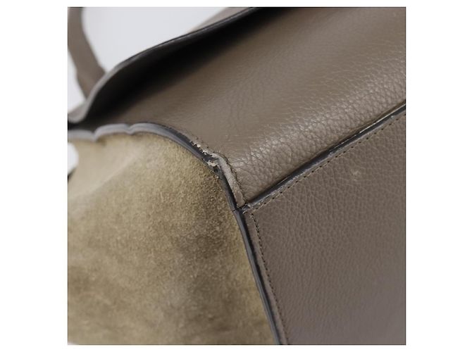 Céline Borsa a mano CELINE Trapeze in pelle scamosciata 2way Beige Silver Auth hk4044 Argento - vista 16