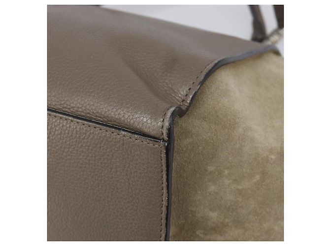 Céline Borsa a mano CELINE Trapeze in pelle scamosciata 2way Beige Silver Auth hk4044 Argento - vista 17
