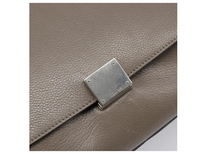 Céline Borsa a mano CELINE Trapeze in pelle scamosciata 2way Beige Silver Auth hk4044 Argento - vista 19