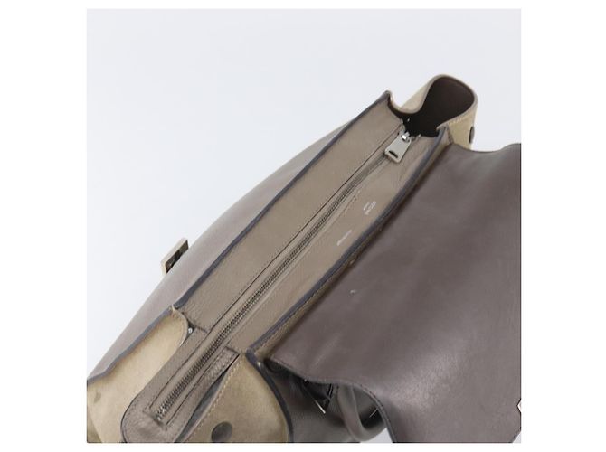 Céline Borsa a mano CELINE Trapeze in pelle scamosciata 2way Beige Silver Auth hk4044 Argento - vista 21