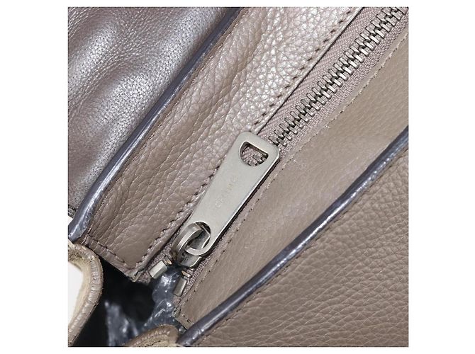 Céline Borsa a mano CELINE Trapeze in pelle scamosciata 2way Beige Silver Auth hk4044 Argento - vista 23