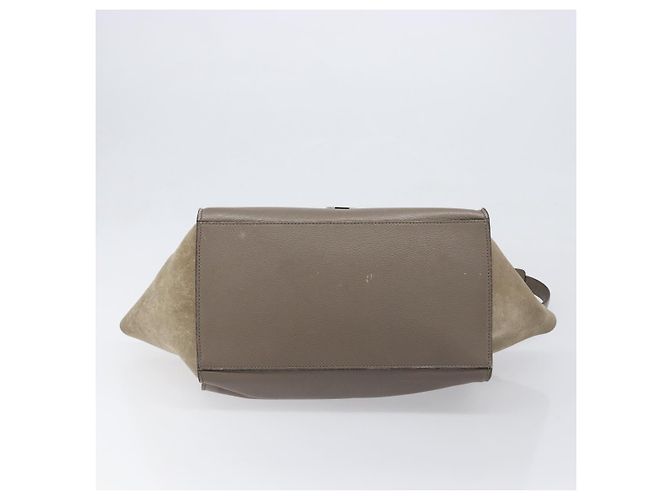 Céline Borsa a mano CELINE Trapeze in pelle scamosciata 2way Beige Silver Auth hk4044 Argento - vista 5