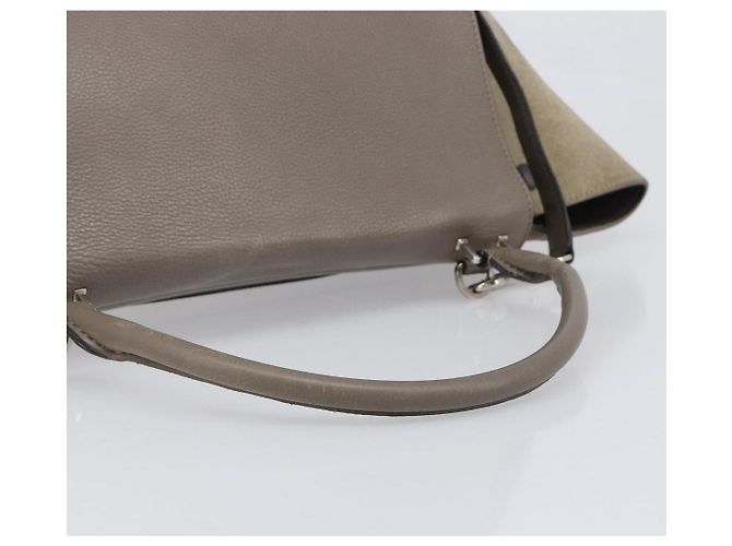 Céline Borsa a mano CELINE Trapeze in pelle scamosciata 2way Beige Silver Auth hk4044 Argento - vista 6
