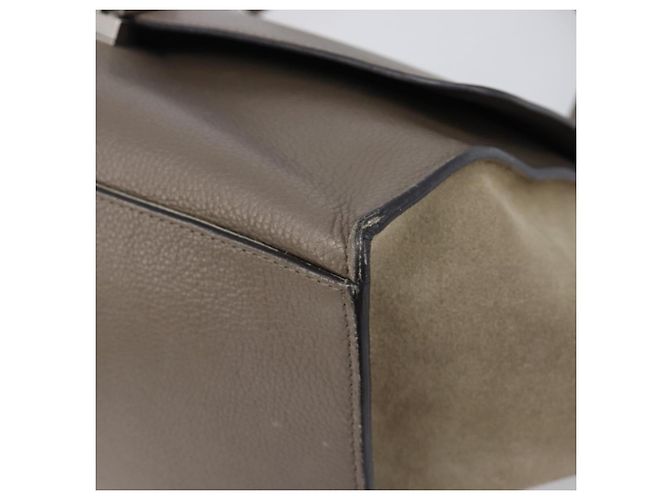 Céline Borsa a mano CELINE Trapeze in pelle scamosciata 2way Beige Silver Auth hk4044 Argento - vista 9