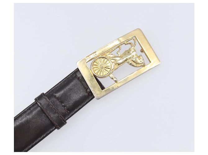 Céline Cinto CELINE em Couro Conjunto de 5 Castanho Tom Dourado Prateado Auth BA15477 Marrom Prata - vista 11