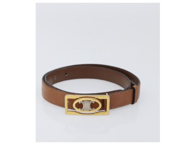 Céline Cinto CELINE em Couro Conjunto de 5 Castanho Tom Dourado Prateado Auth BA15477 Marrom Prata - vista 12